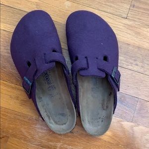 Purple wool felt Birkenstock Boston clogs size 41